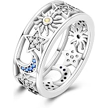 Hapour 925 Sterling Silver Rings for Women Firefly Ring, Glow in the Dark | Sun Moon Star Band Ring Rainbow Evil Eye Chunky Heart Thumb Pinky Stackable Dainty Ring, 14K Gold Plated, Cubic Zirconia