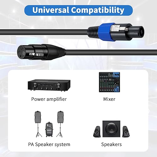 Miniatura 2 de Poyiccot Cable Speakon a XLR hembra, conector Speakon de 6 pies macho a conector XLR hembra cable de extensión de audio con bloqueo giratorio para