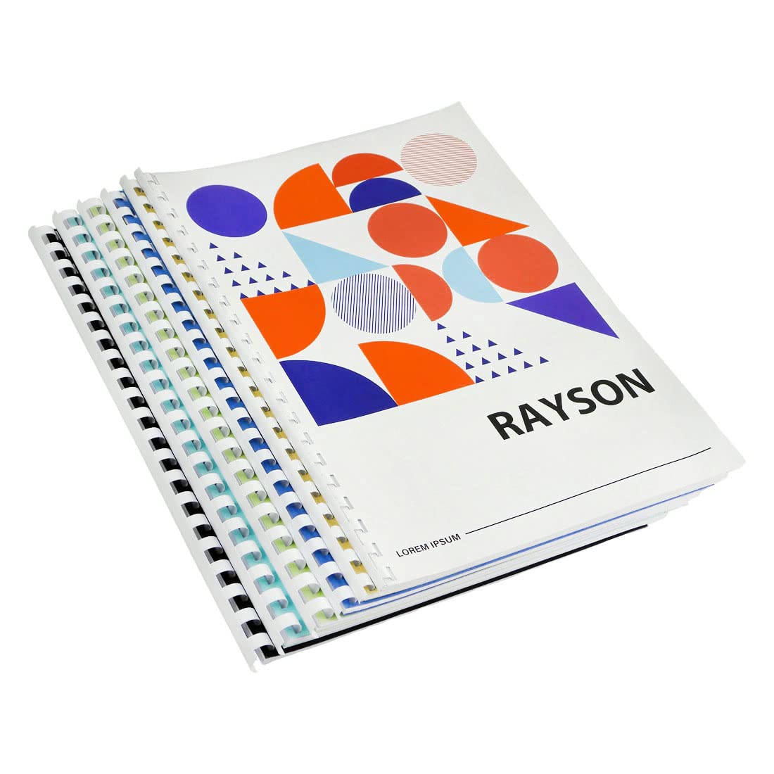 RAYSON Peignes de reliure, taille mixte, 21 anneaux, 6 mm 8 mm 10 mm 12 mm Peignes de reliure en plastique, relie entre 20-90 feuilles, A4, Blanc, paquet de 100
