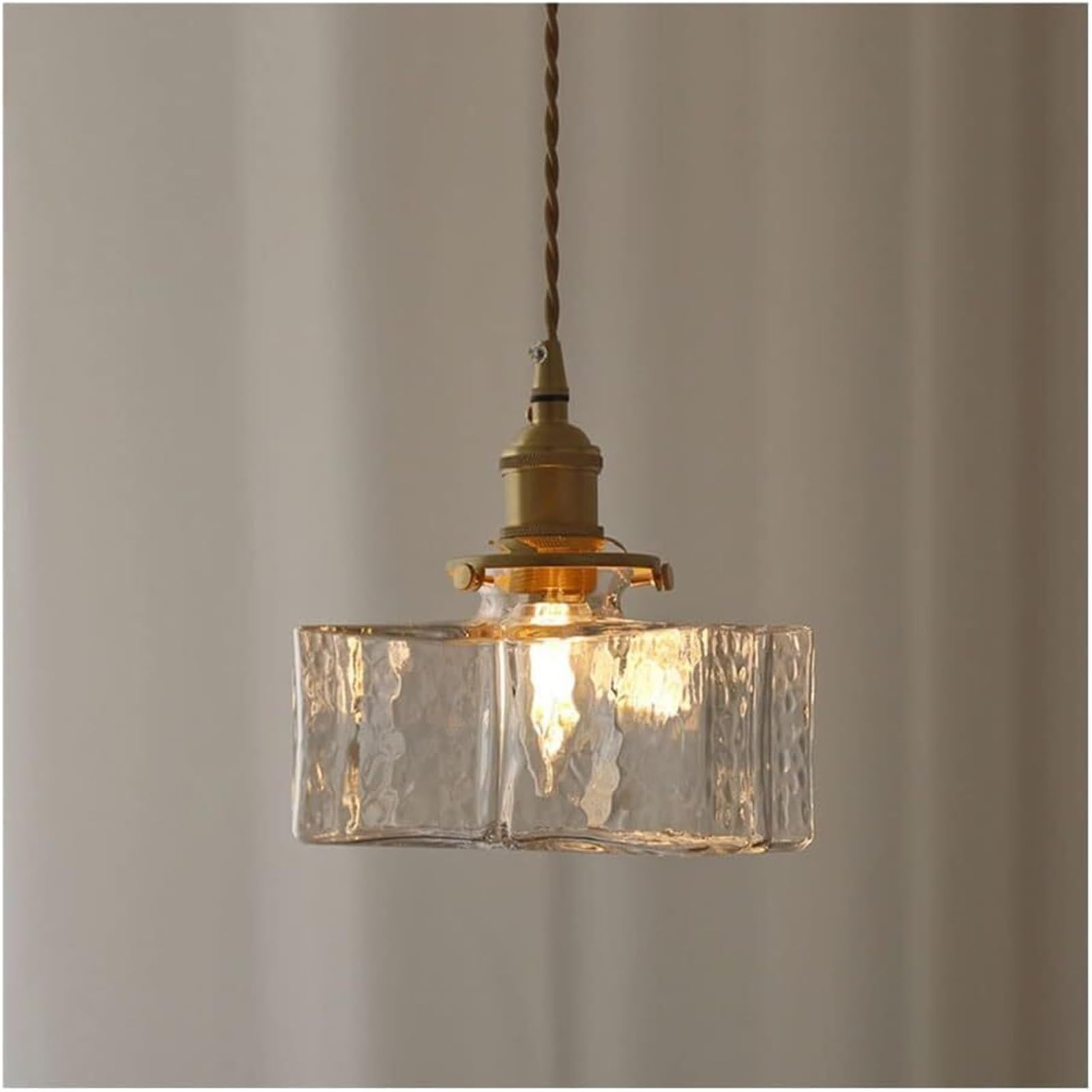 KBUUKYYXouy Brass Clear Glass E27 Adjustable Height Pendant Lamp Chandelier Hanging Lighting Ceiling Fixture for Bedroom Kitchen Island Study Room Classic(C)