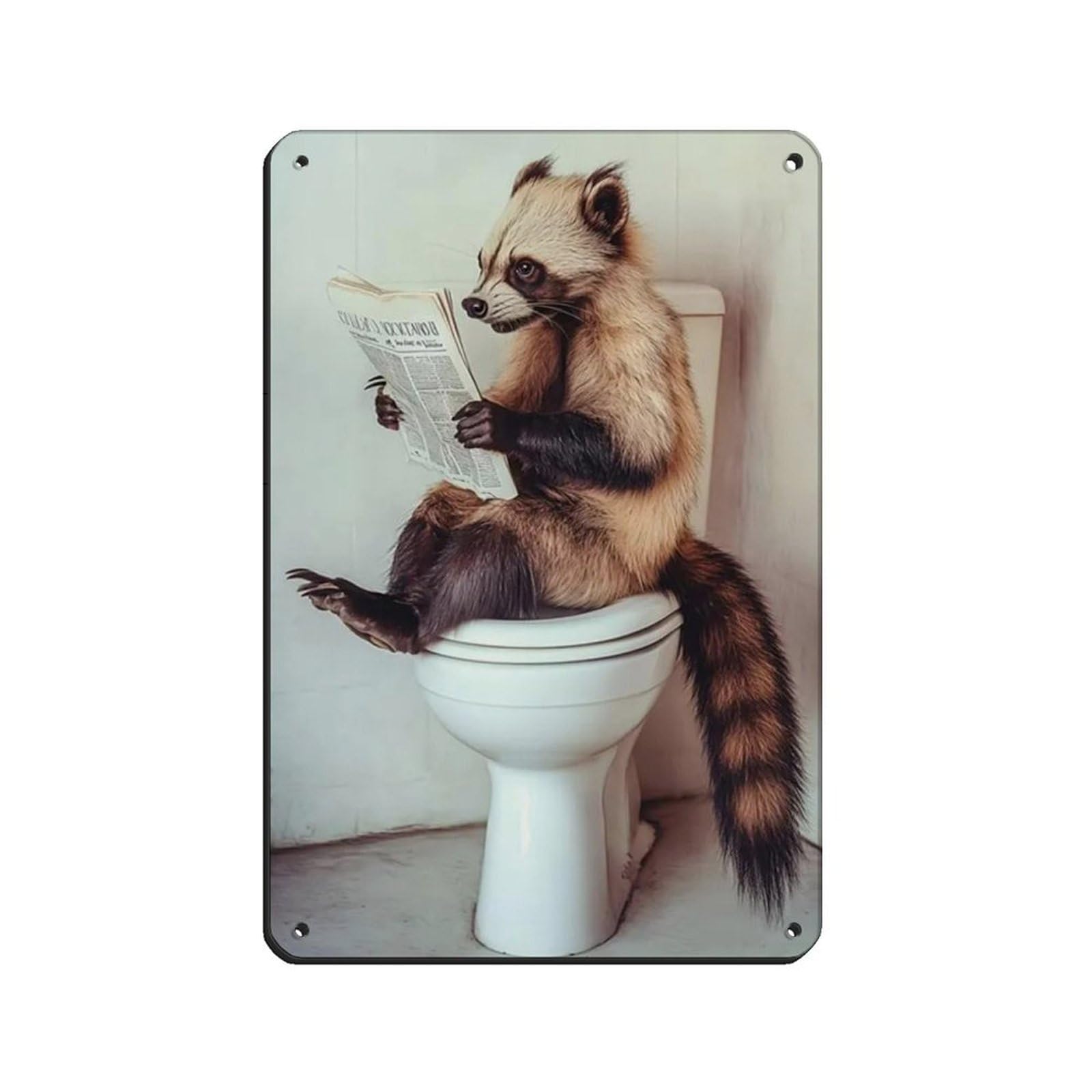 Wolverine Sitting on Toilet Reading Newspaper Retro Poster Metal Tin Sign Chic Art Retro Iron Painting Bar People Cave Cafe Family Garage Poster Wall Decoration 8x12inch(20x30cm)