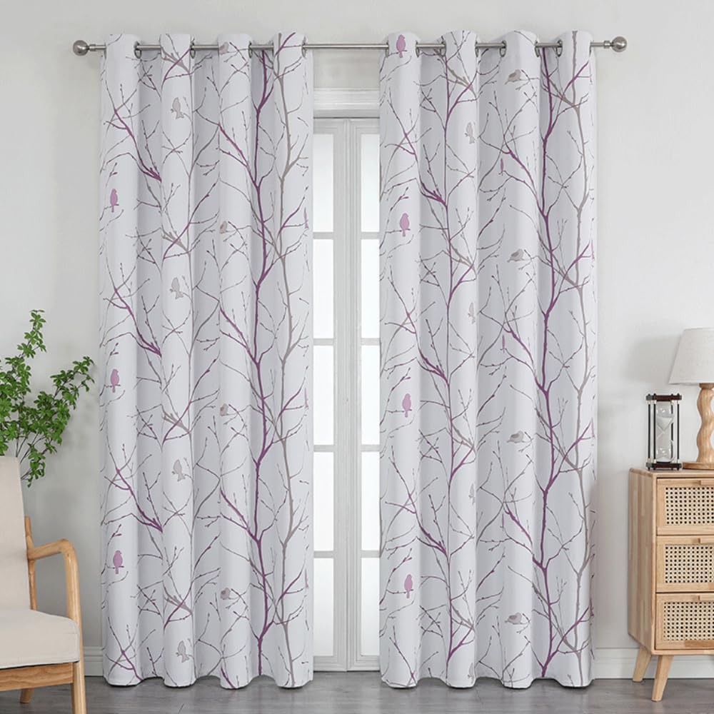 Tende Oscuranti Termiche Morbide,per Soggiorno E Camera Da Letto, Tende Per La Privacy Che Bloccano La Luce Solare – Complemento D'arredo Per Finestre,2 Pannelli-Purple||W55*H69/140 * 175cm