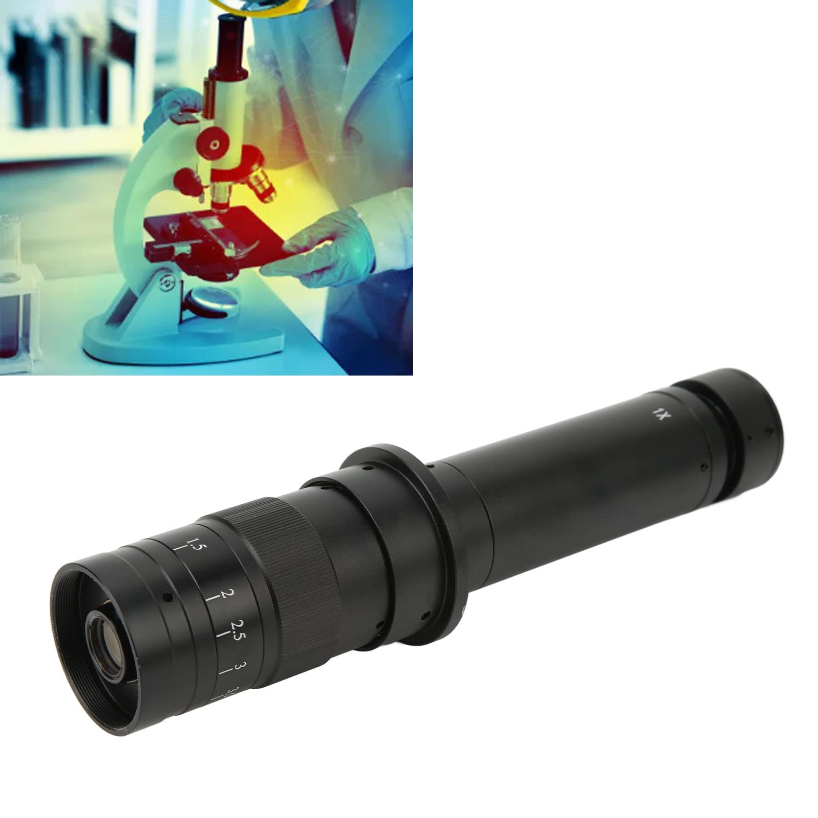 DAUERHAFT Monoculare 300X Zoom C Mount Lens Microscopio Lens Adapter 1X Oculare Lente Ingrandimento regolabile 0.7X a 4.5X Lega di Alluminio per Industria Microscopio Camera