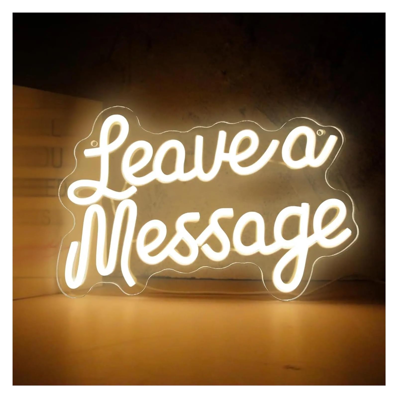 RONGCH Hanging Art Signs Leave A Message Neon Light USB Dimmable Guestbook Sign Welcome for Salon Wedding Backdrop Decoration 21.5x32cm