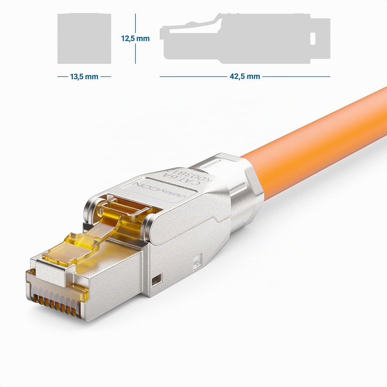deleyCON 12x CAT 6a Connettore di Rete RJ45 a Sgancio Rapido con Schermatura 10 Gbit/s Spina di Rete per la Posa Rigidi di Cavi Grezzi Connettore RJ45 Ethernet LAN Cavo Patch DSL