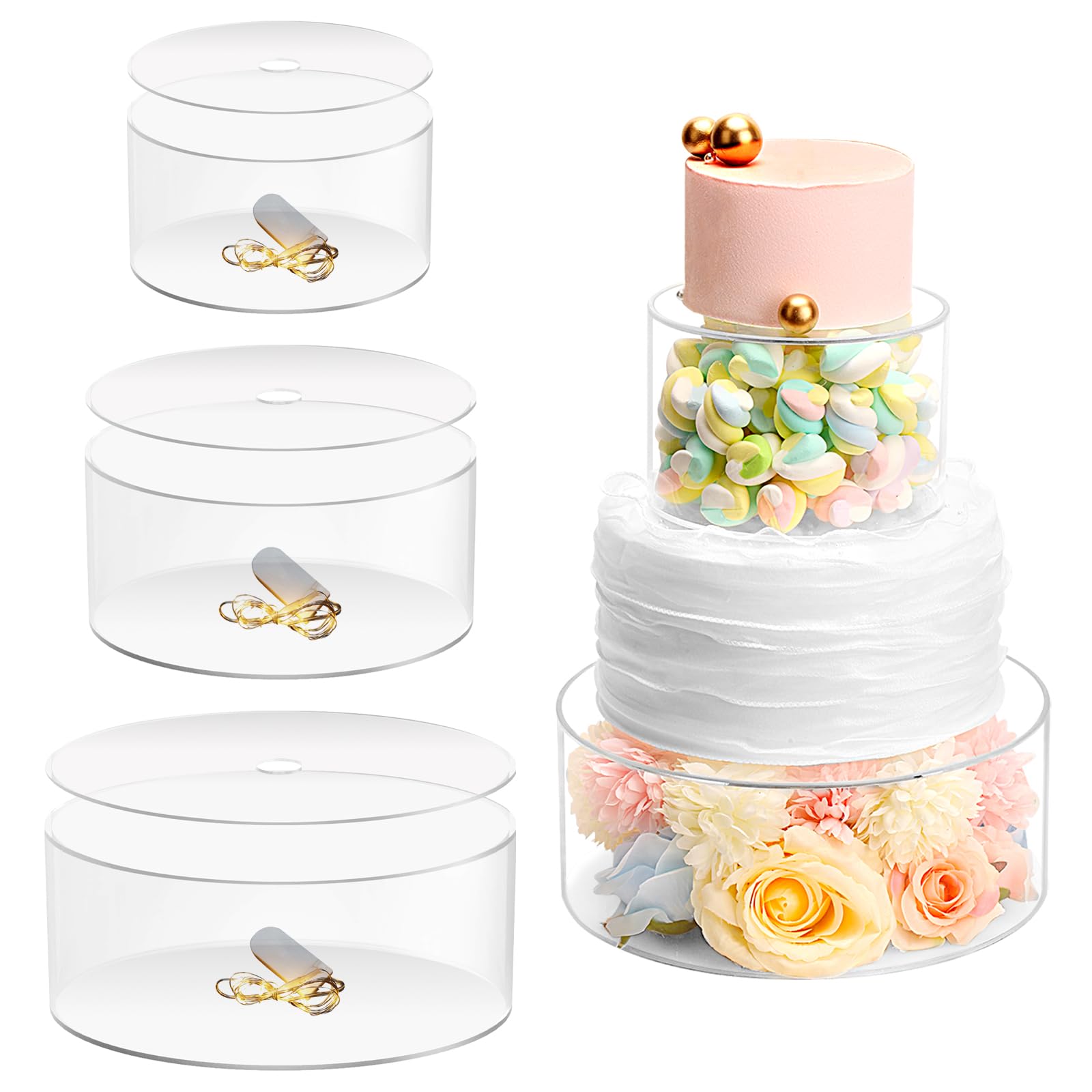 Choowin 3 Pcs Acrylic Cake Stand with Lid