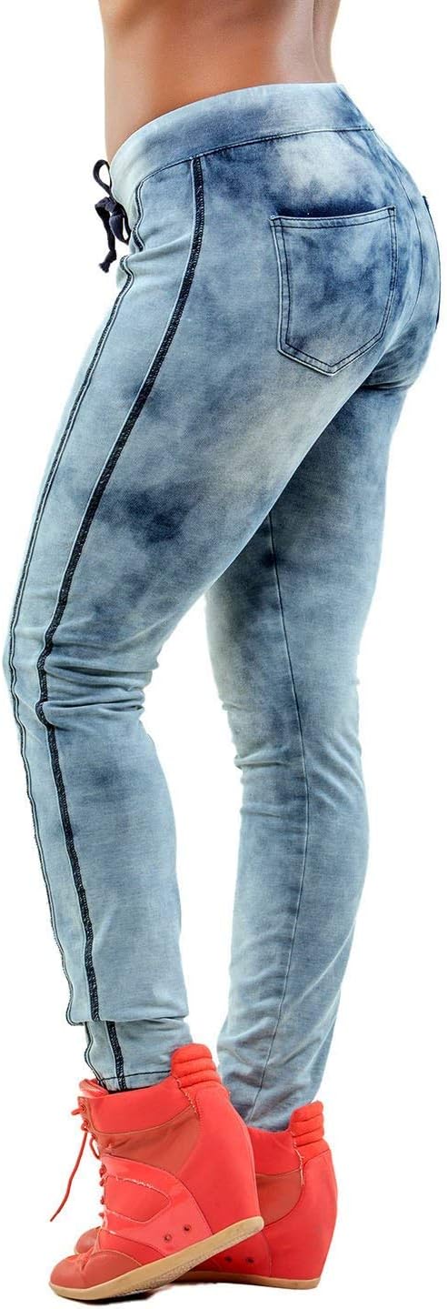 Poetic Justice Curvy Women's Blue Knit French Terry Stretch Denim Jogger Pants