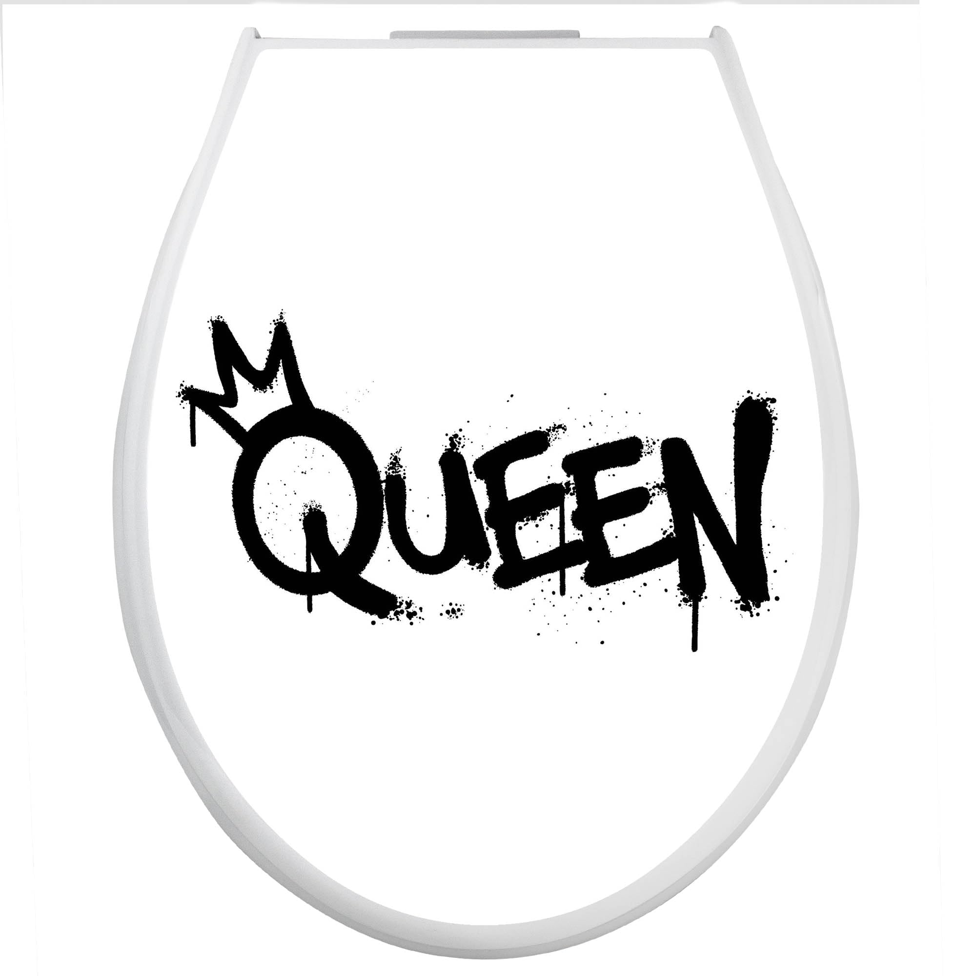 banjado Familien WC Sitz mit Absenkautomatik 44,9x37,1cm - Klobrille mit Kindersitz aus hochwertigem Polypropylen - Toilettendeckel mit Kinder Toilettensitz integriert - Motiv Queen Graffiti