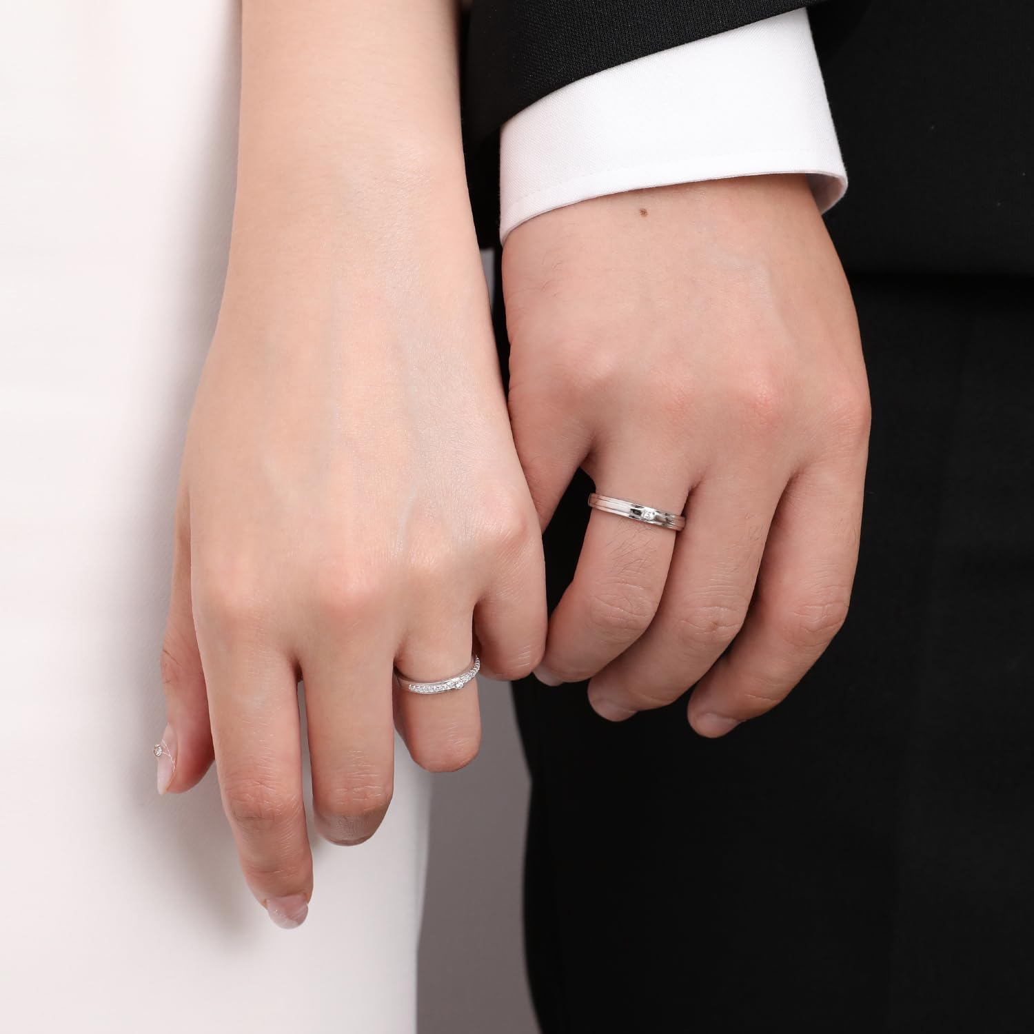 Meissa Alianzas de Plata Pareja Anillo Pareja para Hombre y Mujer en Plata 925 Anillo de Boda Promesa Compromiso regulable Anillo regalo aniversario pareja (Juego de dos anillos)