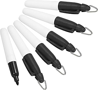 PATIKIL Mini Permanent Markers, 6 Pack Golf Ball Marker Pens with Keychain Clip for Office Meeting Outdoor Activities, Black