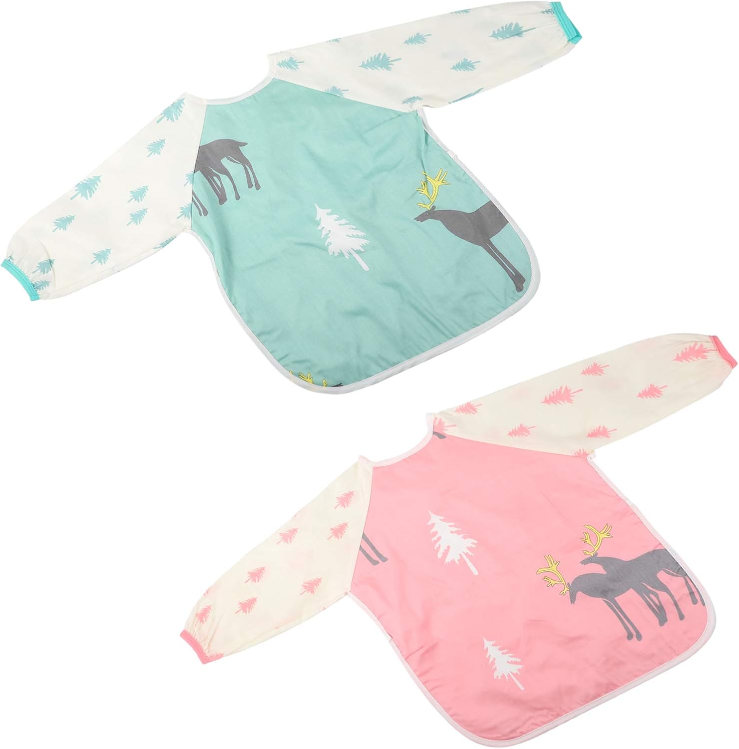 Nuobesty 2pcs長袖よだれかけ赤ちゃん幼児防水よだれかけスモック洗えるエプロン子供幼児給餌食べる絵画よだれかけl 90 Off