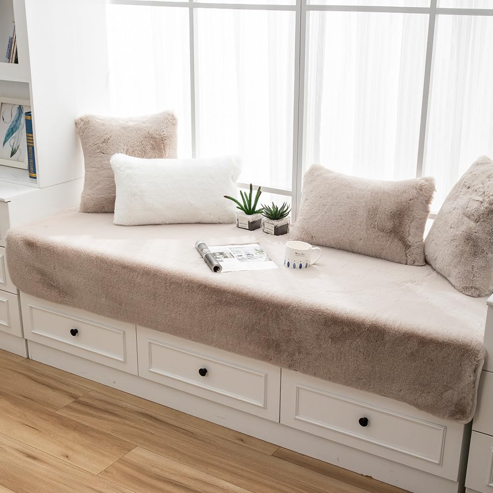Tapis en peluche de couleur unie café 70x150cm pour décoration chambre