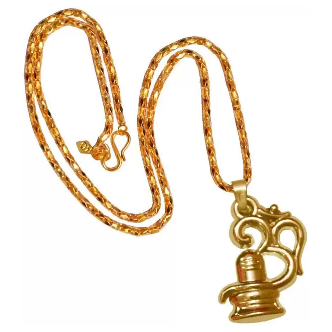 m men style Religious Lord Shiv Om Namah Shivay Gold Brass Pendant Necklace Chain For Men And Women-picture-35