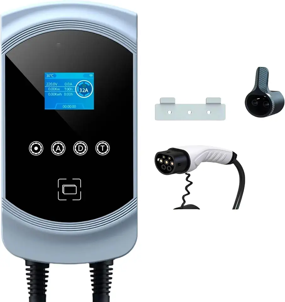 Carregador Portátil para Carro Elétrico, 7,6KW 32A 85-264V Tipo 2, Cabo 5M, Carregamento Interno/Externo, Carregador EV Tipo 2 para Carros
