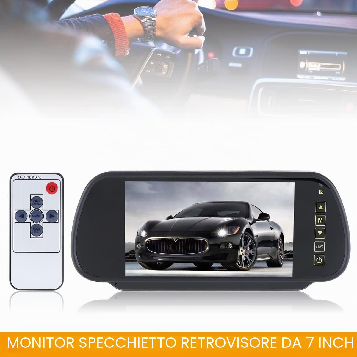 7 Cali 16:9 2-Kanałowy Wejście Wideo Auto RGB Wyświetlacz Cyfrowy Monitor Tylnego Widzenia z Przyciskiem Dotykowym