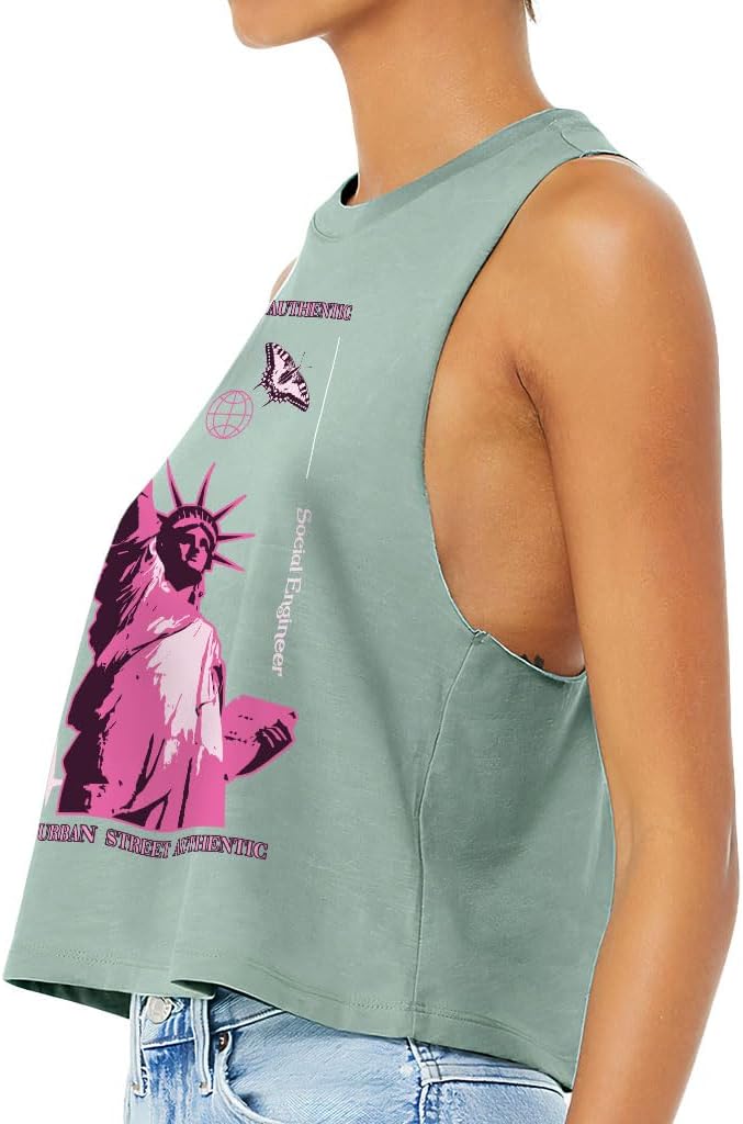 Statue of Liberty Racerback Cropped Tank - Great Items - Art Lover Gifts for Women
