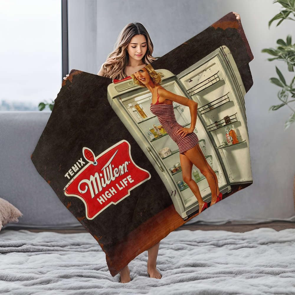 Couverture flanelle Miller High Life pour soirée canapé rétro et cocooning
