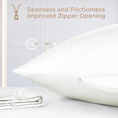 Miniatura 6 de Juego de 2 fundas de almohada 100 % seda de morera para cabello y piel, resistentes a alérgenos de doble cara, fundas de almohada de seda de 600