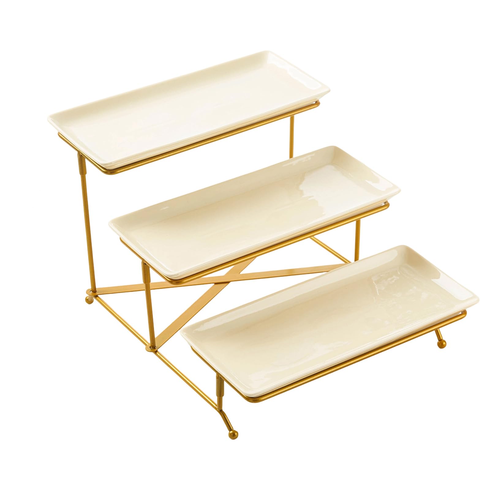 3 Tiers Ceramic Dessert Stand for Parties Buffets and Family Gatherings Sturdy and Elegant Kitchen Storage Tray