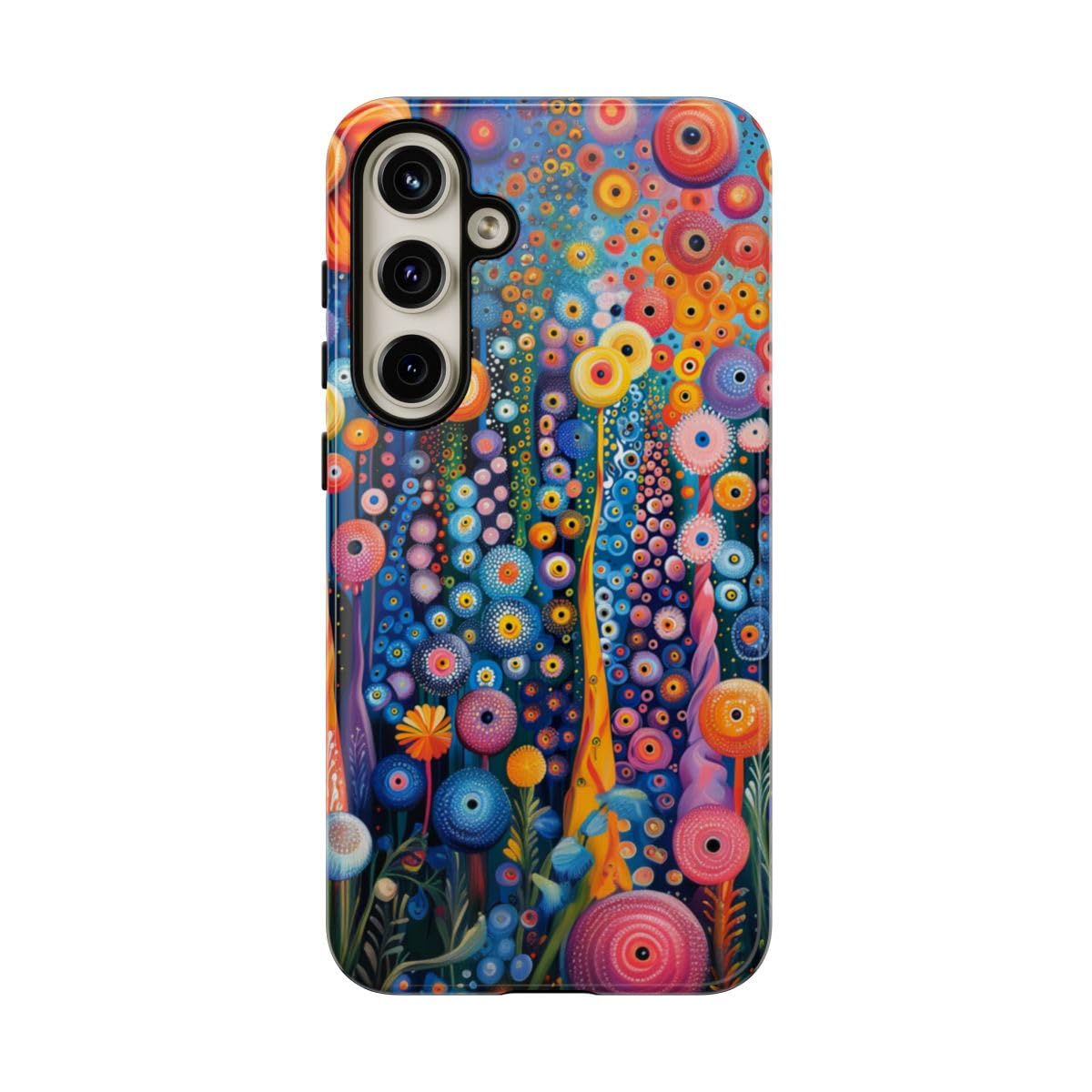 Coque Samsung S24 Plus rigide brillante motif floral abstrait orange - 5