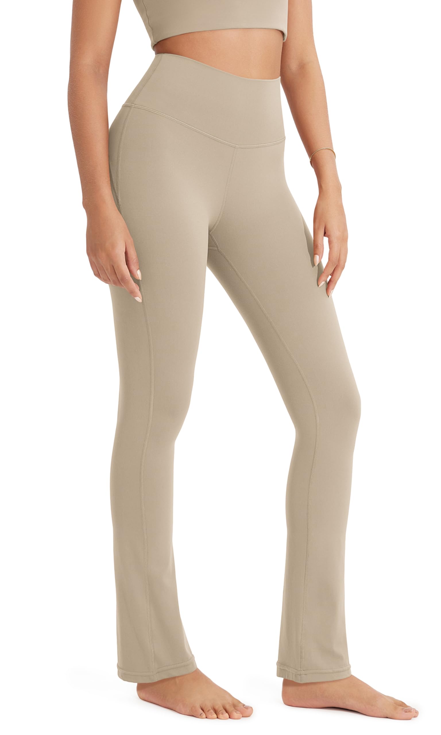 ODODOS Cloud Feeling Straight Leg Pants with Back Pocket for Women, High Waist Casual Lounge Yoga Pants- 28" / 30" Inseam