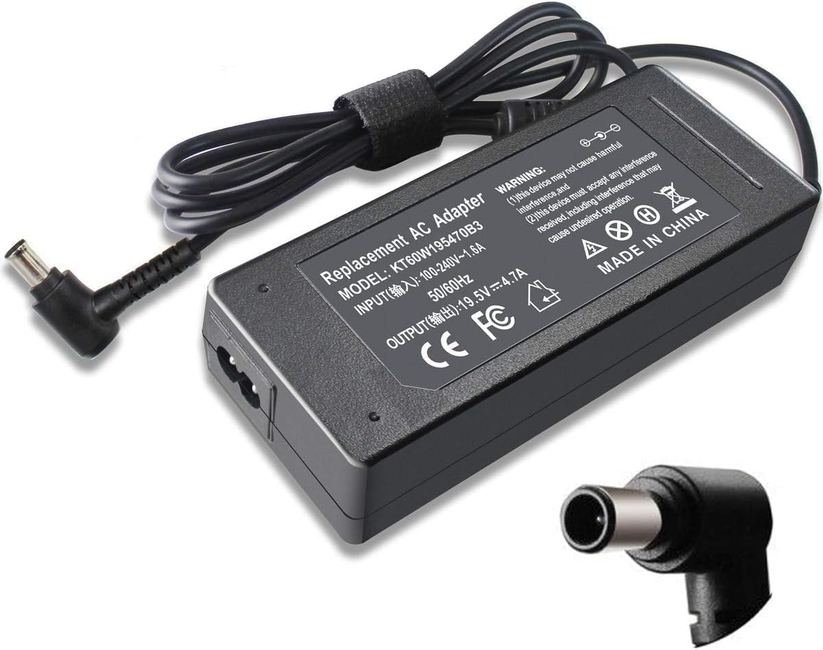 ecom new generic Replacement 19.5V 4.7A 90W Laptop Charger for Sony Notebook Computer PC Power Cord Supply Lead AC Adapter VAIO PCG VPC VGP PCGA SVE SVF Series Connector : 6.5 X 4.4mm,