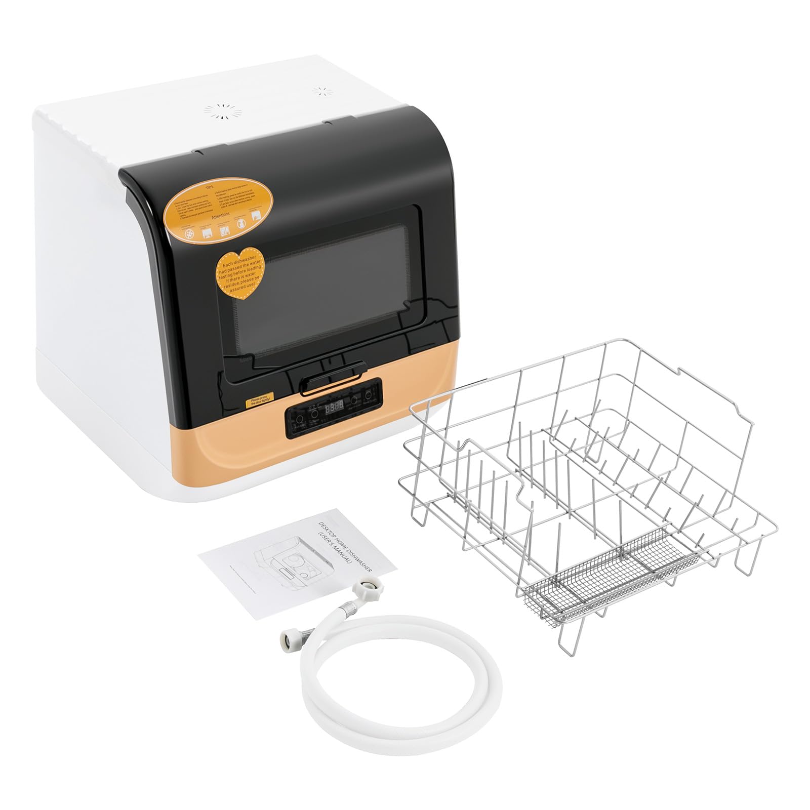 Lavastoviglie Piccola 45cm Lavastoviglie da Tavolo con 3 Modalità di Pulizia, Risciacquo Rapido, Risciacquo Forte, Lavastoviglies 3 in 1 (Lavaggio Asciugatura e Conservazione) Oro