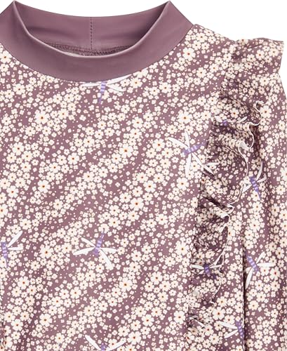 Playshoes Mädchen Langarmshirt Rash-Guard-Shirt, Langarm Violett Blümchen, 122/128 cm