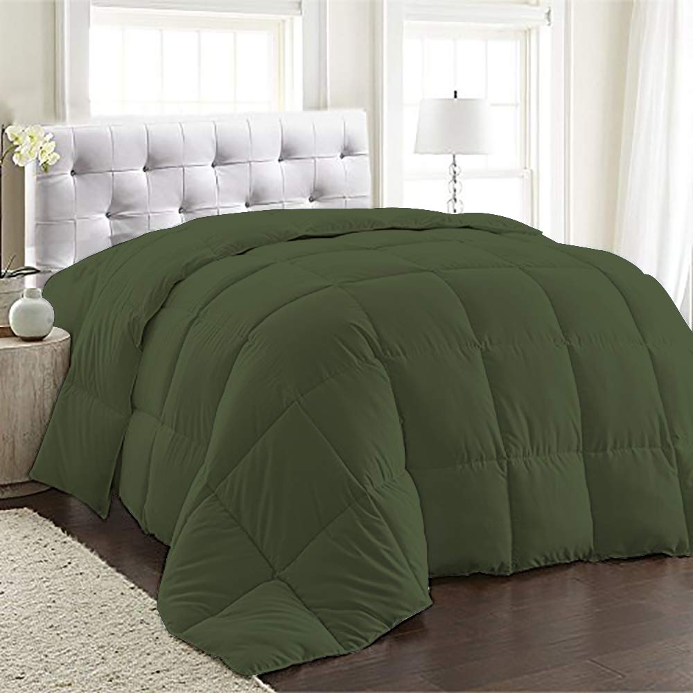 BedDecor 300 GSM Down Alternative Super Soft Premium Quality Microfiber Filling Comforter 600TC Solid 100% Egyptian Cotton (Sage,Queen)