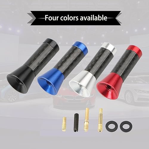 Miniatura 3 de 1 antena de radio de automóvil, 1.37 x 0.59 pulgadas, antena de montaje de hilo de aleación de patrón de fibra de carbono, adaptador universal de