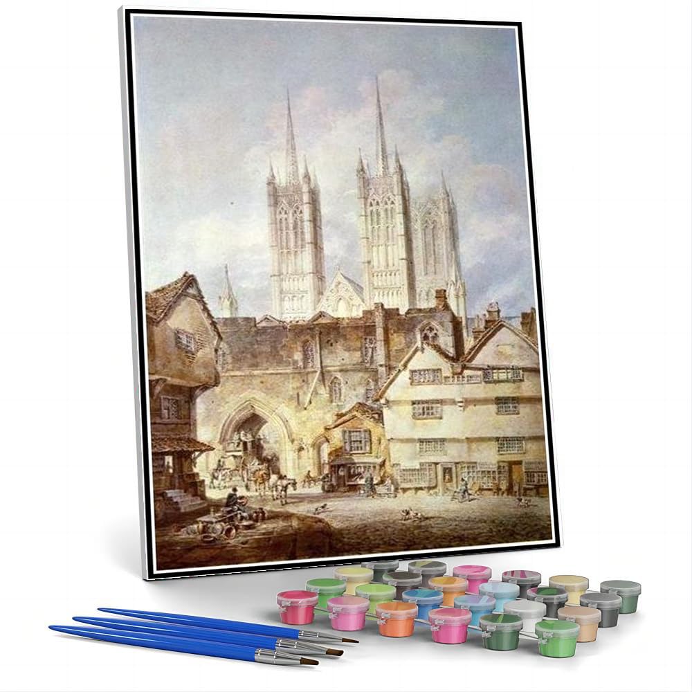 Hhydzq B Diy Painting Kits For Adults Cathedral Church At Lincoln Painting Y Joseph Mallord William Turner Diy Oil Painting Paint Y Number Kits