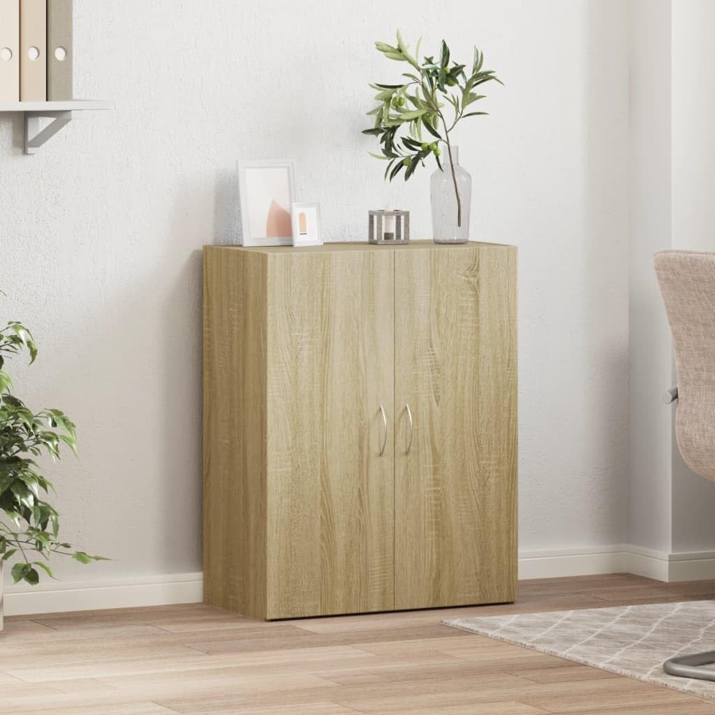 Armadietto in rovere Sonoma, 60 x 32 x 77,5 cm, con serratura richiudibile, per ufficio, casa, archivio, documenti, cartelle, cartelle sospese, cassetti, metallo e legno