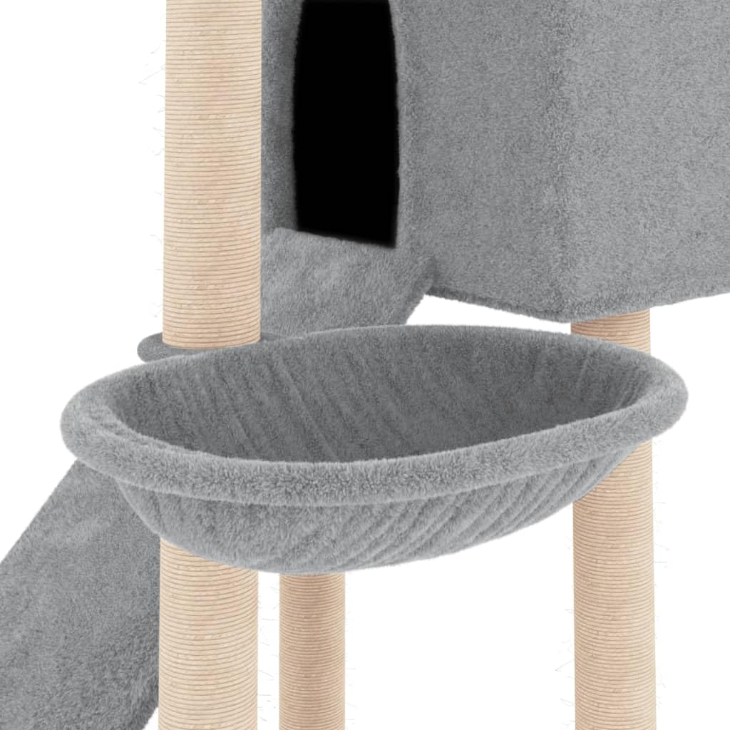 Homgoday Albero tiragraffi in sisal, grigio chiaro, 153 cm, tiragraffi a torre per gatti multilivello, centro attività per gatti da interno