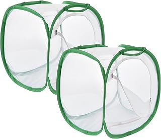 2 Pack Collapsible Caterpillar Habitat, Monarch Butterfly Cage Habitat with 5 Mesh Panels for Airflow Pop Up Butterfly Kit, 30x30x30CM