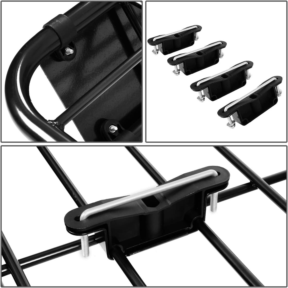 DNA MOTORING RRC-T113-BK Roof Rack Top Cargo Basket with 48'' x 40'' x 7'' 150LB Capacity Black Fit Any Vehicle : Everything Else