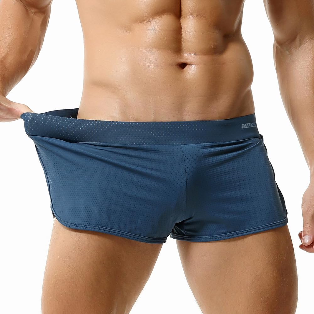 Men's Breathable Active Shorts Workout Gym Athletic Split Sides Trunks Lounge Boxers Underwear Sleep Bottoms - Image 2