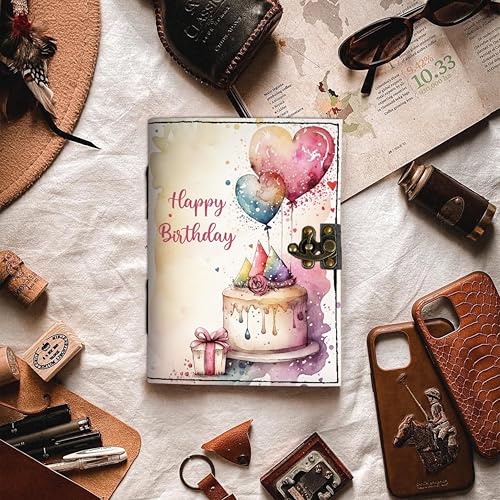 Image of DI-KRAFT Customize Diary with Name with Beautiful UV Prints | Customized Leather Writing Diary Unruled White Paper Journal Personal Notepad Sheets Daily Planner for Gifting (Pattern 5)