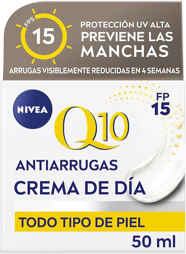 NIVEA Q10 Power Antiarrugas Cuidado de Día FP15 (50 ml), crema antiarrugas facial, crema hidratante con protector solar, crema de día antiedad, crema facial reafirmante