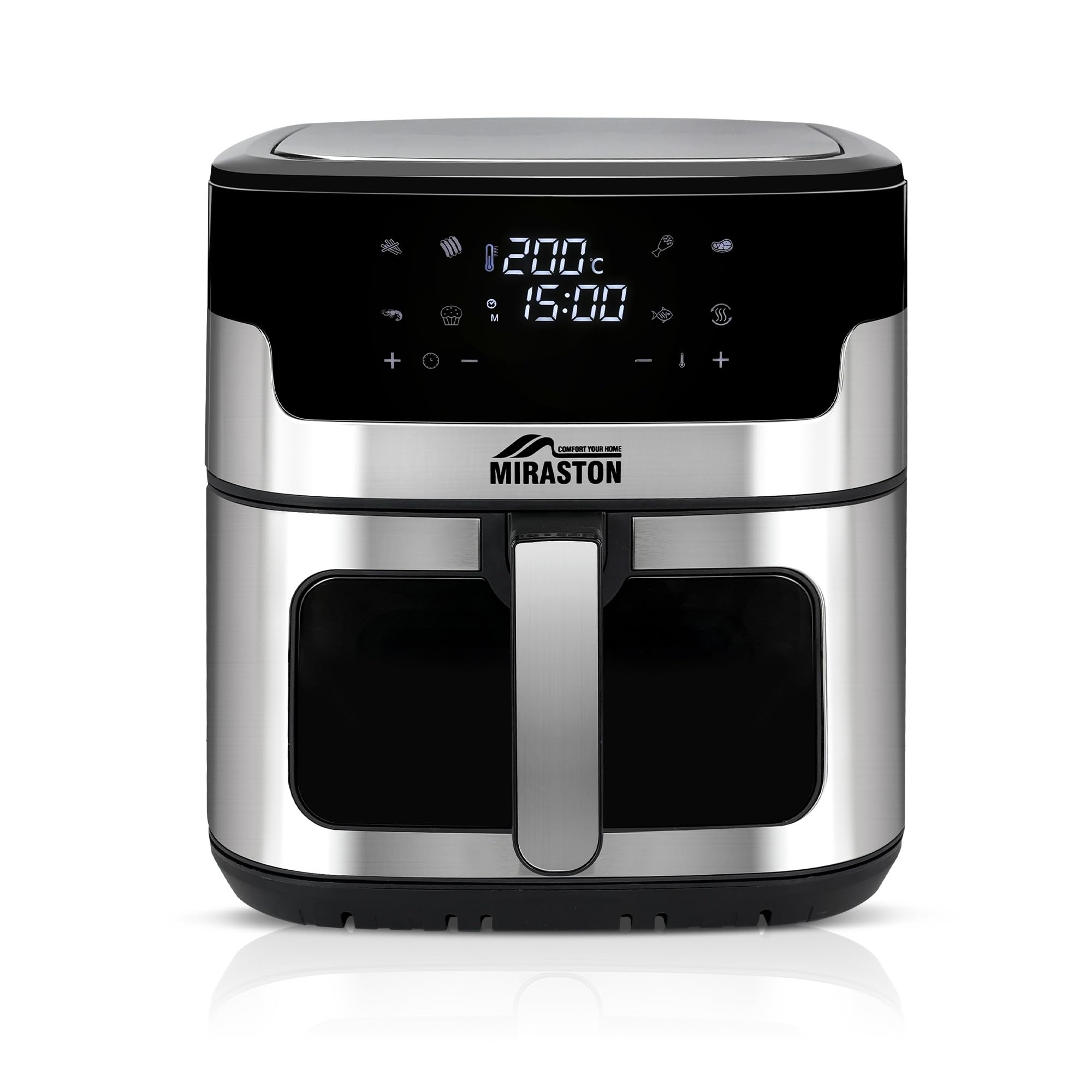 Air Fryer 8L Smart Digital Touchscreen with 8-Presets, Oilless, Fasting Cooking for Air Frying, Bake, Roast, Broil, Ideal for Breakfast & Dinner Cooking, Timer, 80-200°C