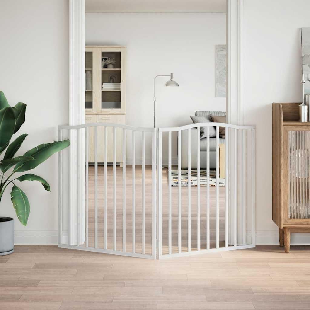 Cancelletto pieghevole per cani, 2 pezzi, bianco, 160 cm, in legno di