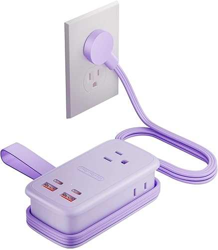 Miniatura 11 de NTONPOWER GAN Ultra Estación de Carga Rápida USB de 65W, Regleta de Energía de Viaje 7 en 1 con 3 Enchufes 4 USB (2 USB C), Cable de Extensión de 4
