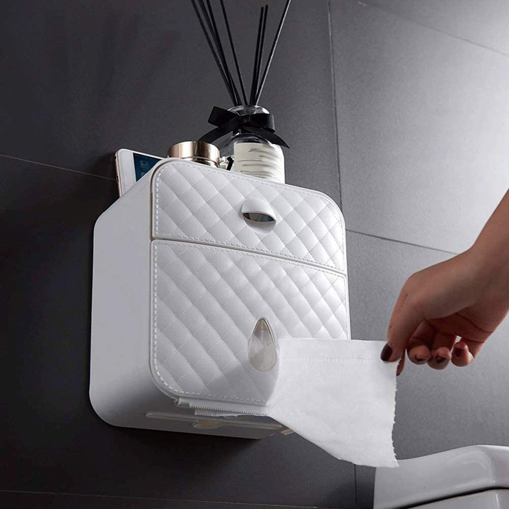 Dispenser di asciugamani di carta fissato al muro, bagno Dispenser di carta igienica senza perforazione senza perforazione Supporto for sacchetti di immondizia Dispenser di estrazione di carta for la