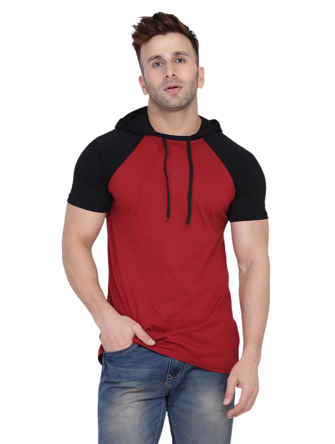 geum Men's Hooded Raglan Sleeve T-Shirt | Casual Athleisure Streetwear Tee-picture-44