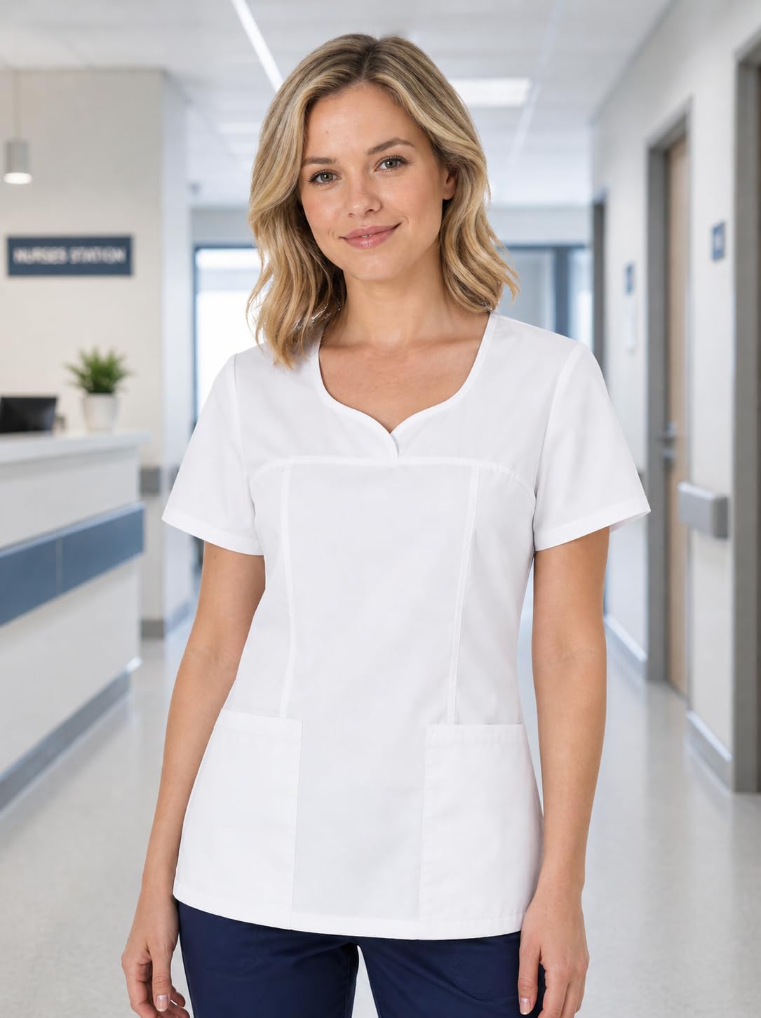 B-well Ines Casaca Elástica Señora Uniforme Estética Casacas Sanitarias Mujer Manga Corta Cuello V Uniformes Sanitarios Mujereterinarios