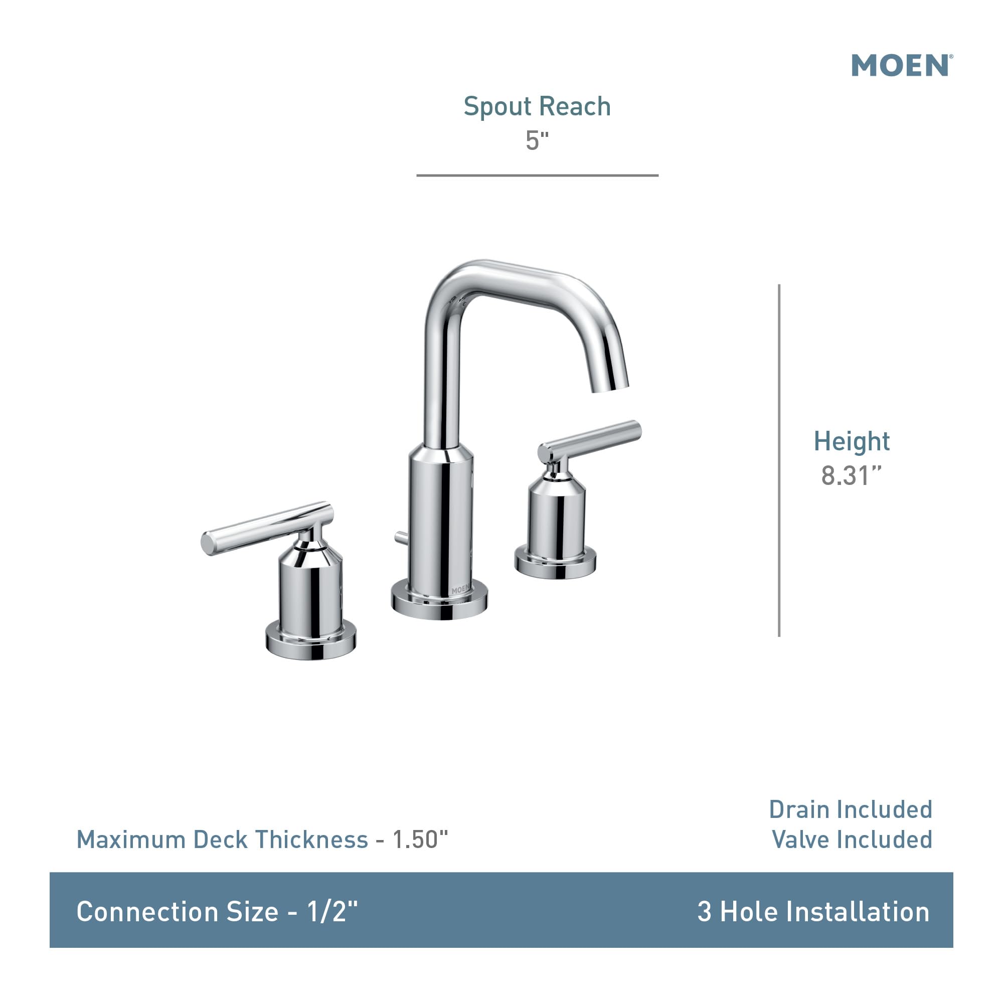 Moen Gibson Two-Handle High Arc Widespread Modern Bathroom Sink