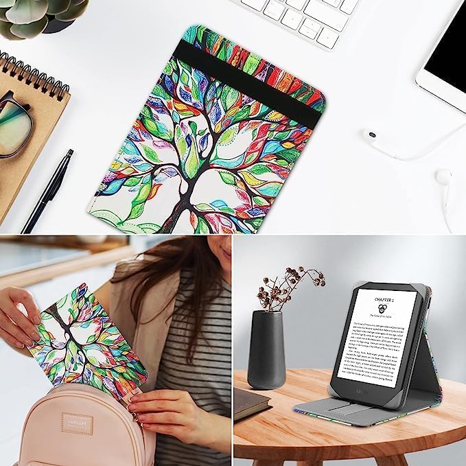 Housse Universelle 6-7" Pour Kindle Paperwhite/Kobo/Sony - Simili Cuir Avec Support Intégré