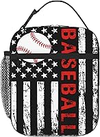 Vista 1 de Lonchera de béisbol con bandera estadounidense para hombres y mujeres, pequeña bolsa de almuerzo para oficina, trabajo, picnic, reutilizable