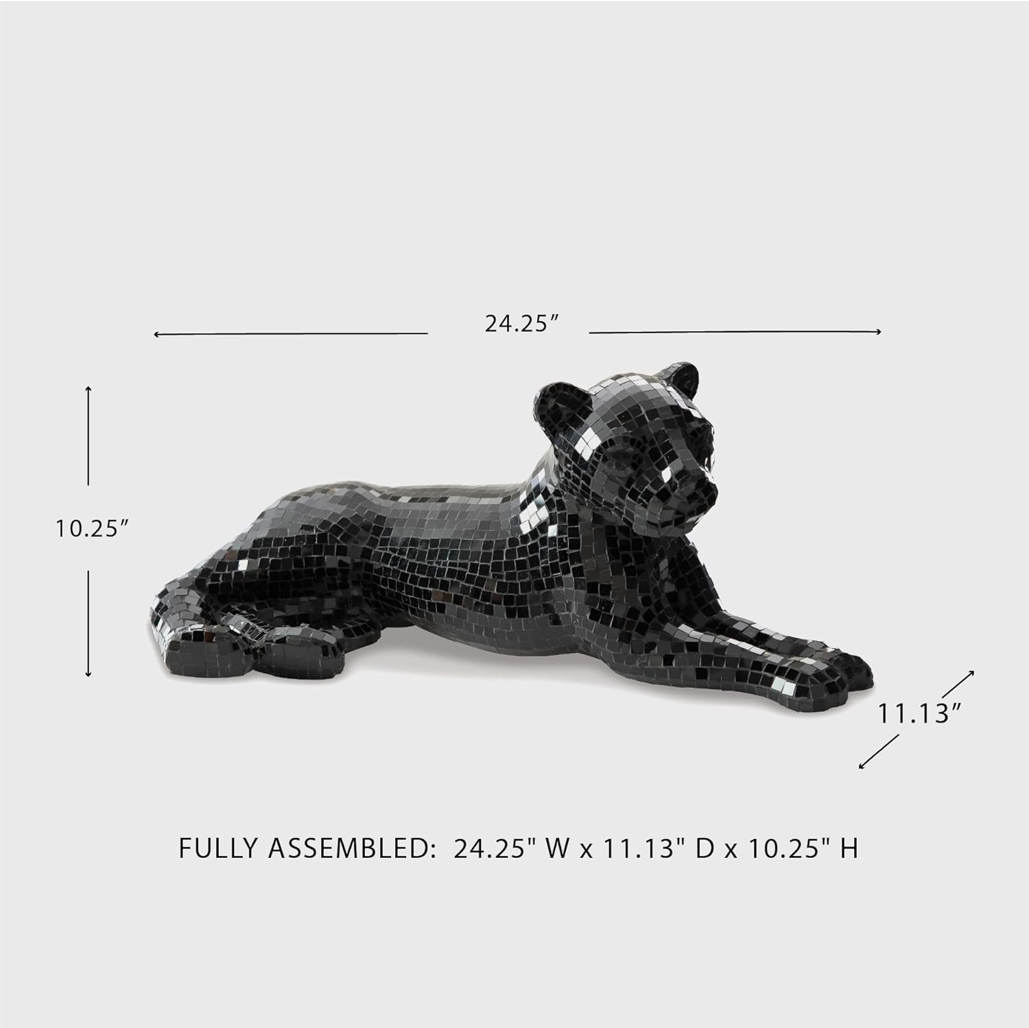 Signature Design by Ashley Drice Contemporary Panther Mosaic Glass & Paper Composite Sculpture, Black