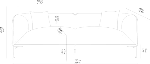 Miniatura 2 de Sofá moderno de 82 pulgadas, sofá tapizado de 3 plazas con patas de metal, cómodos sofás esmoquin de lujo, sofá biplaza suave y minimalista curvado