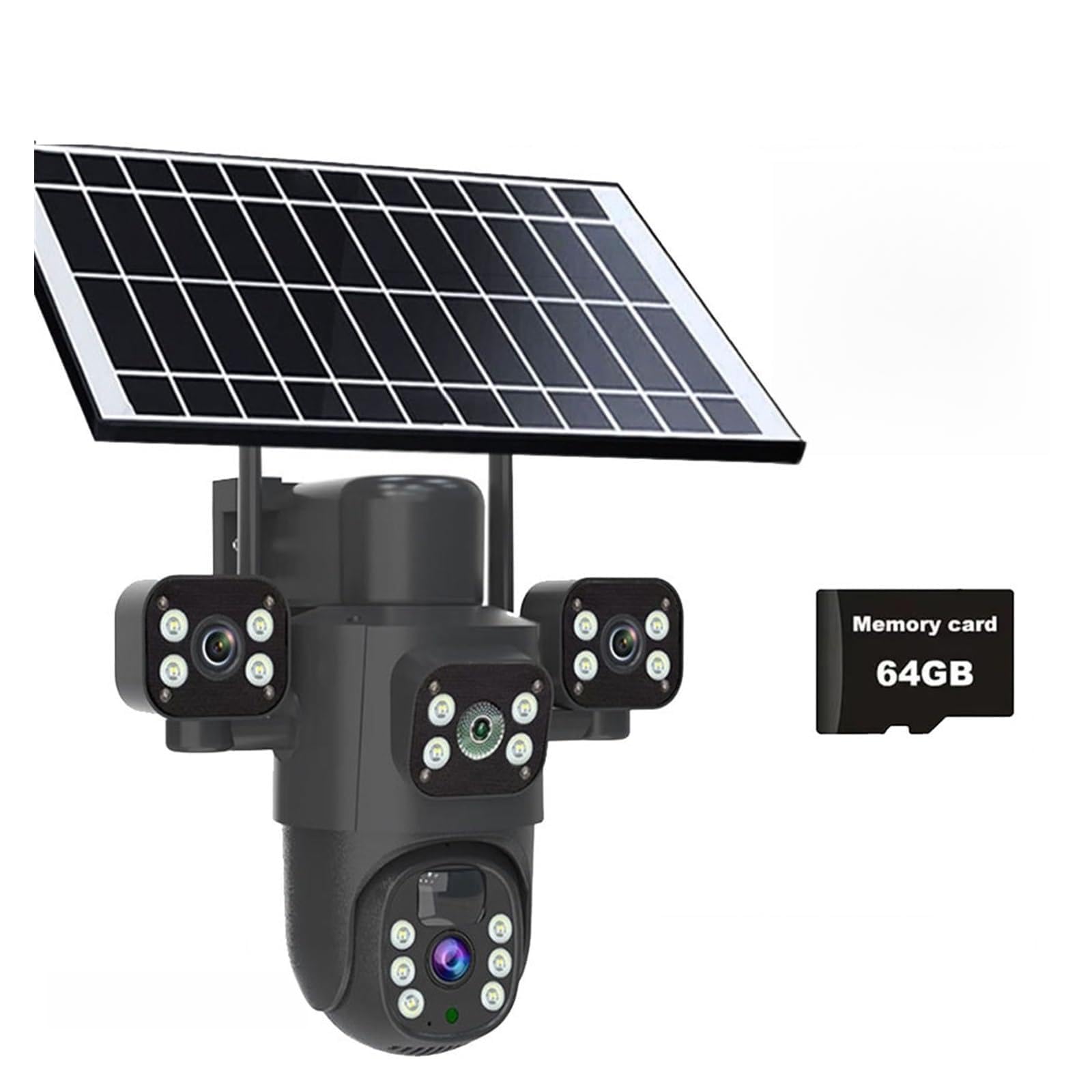 JVDDI 6MP WIFI PTZ Solar Camera Three Lens Three Screen Auto Tracking Outdoor IP 4G Cameras Security Protection CCTV Surveillance(4G Cam Add 64G)